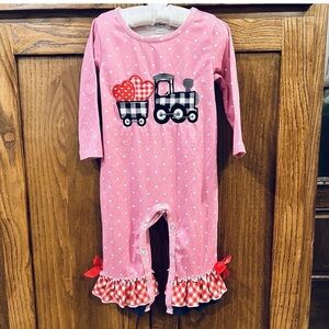 Marie Nicole Heart Tractor Romper 12-18 Months